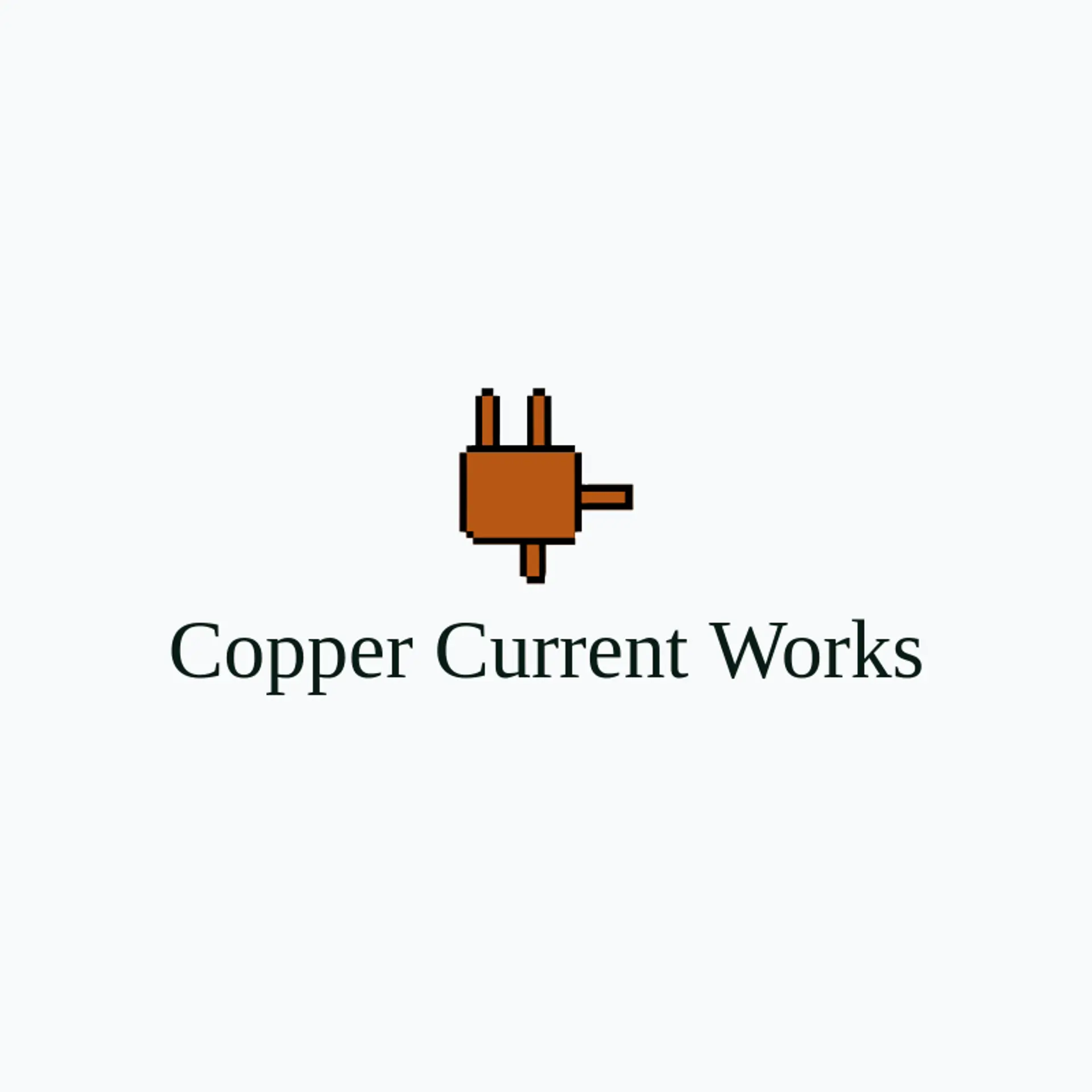 Copper Current Works logo for plug