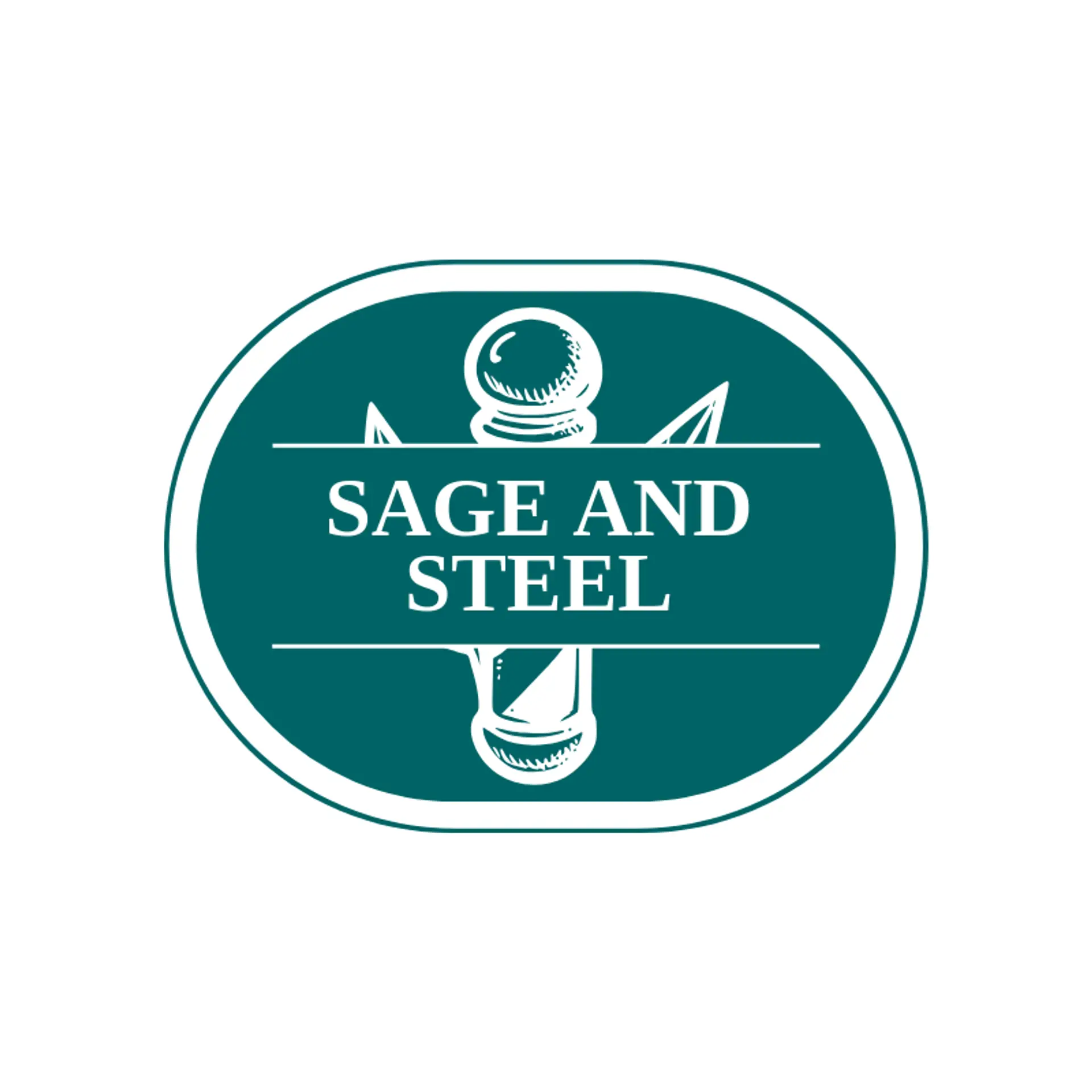 Sage and Steel logo for barber pole