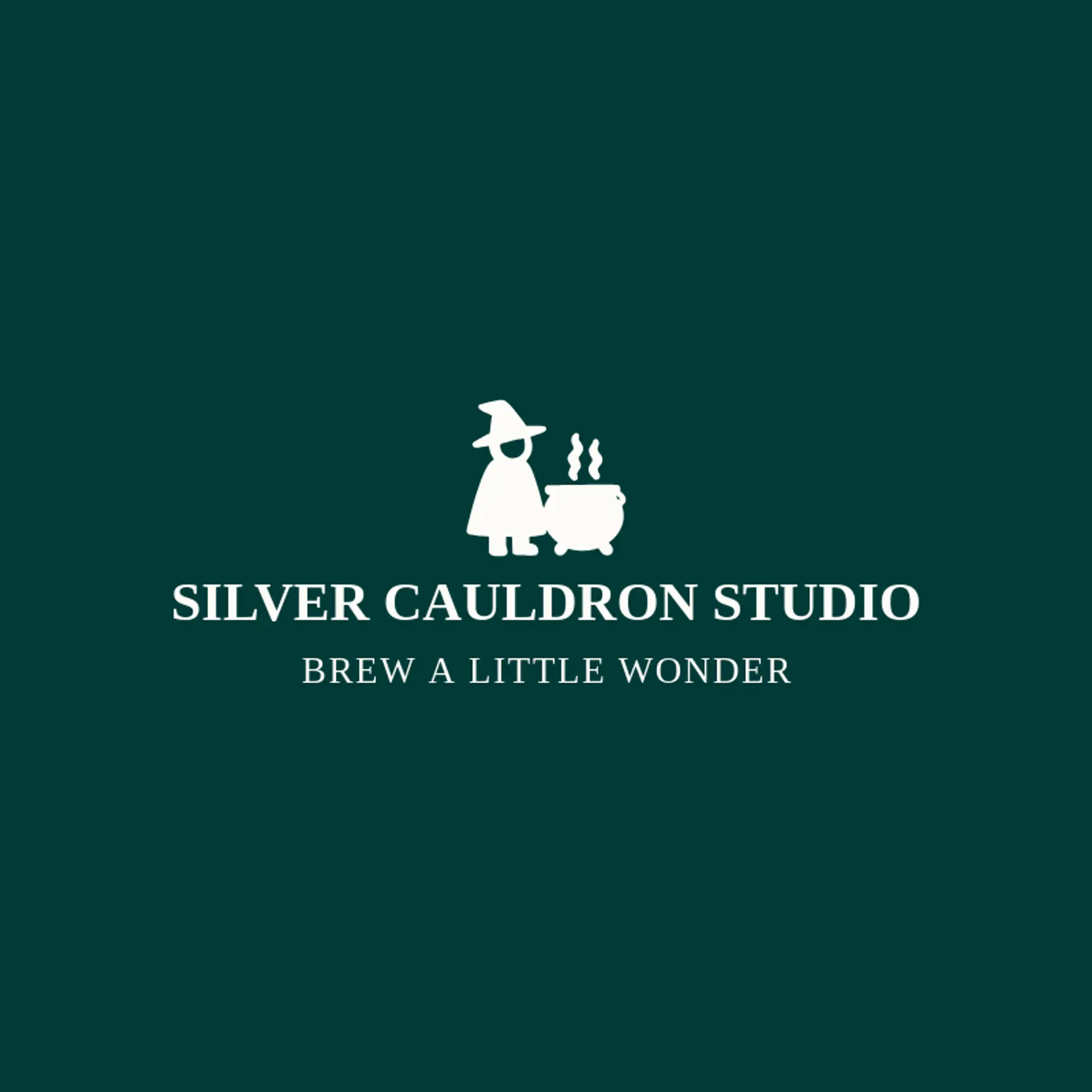 Silver Cauldron Studio logo for witch