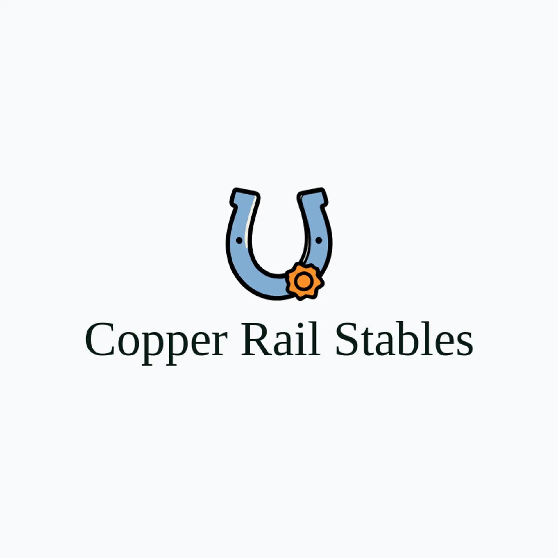Copper Rail Stables logo for horseshoe