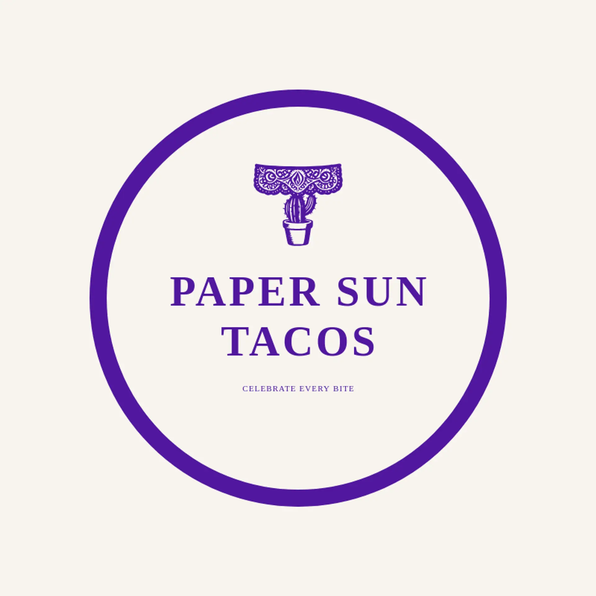 Paper Sun Tacos logo for mexican restaurant