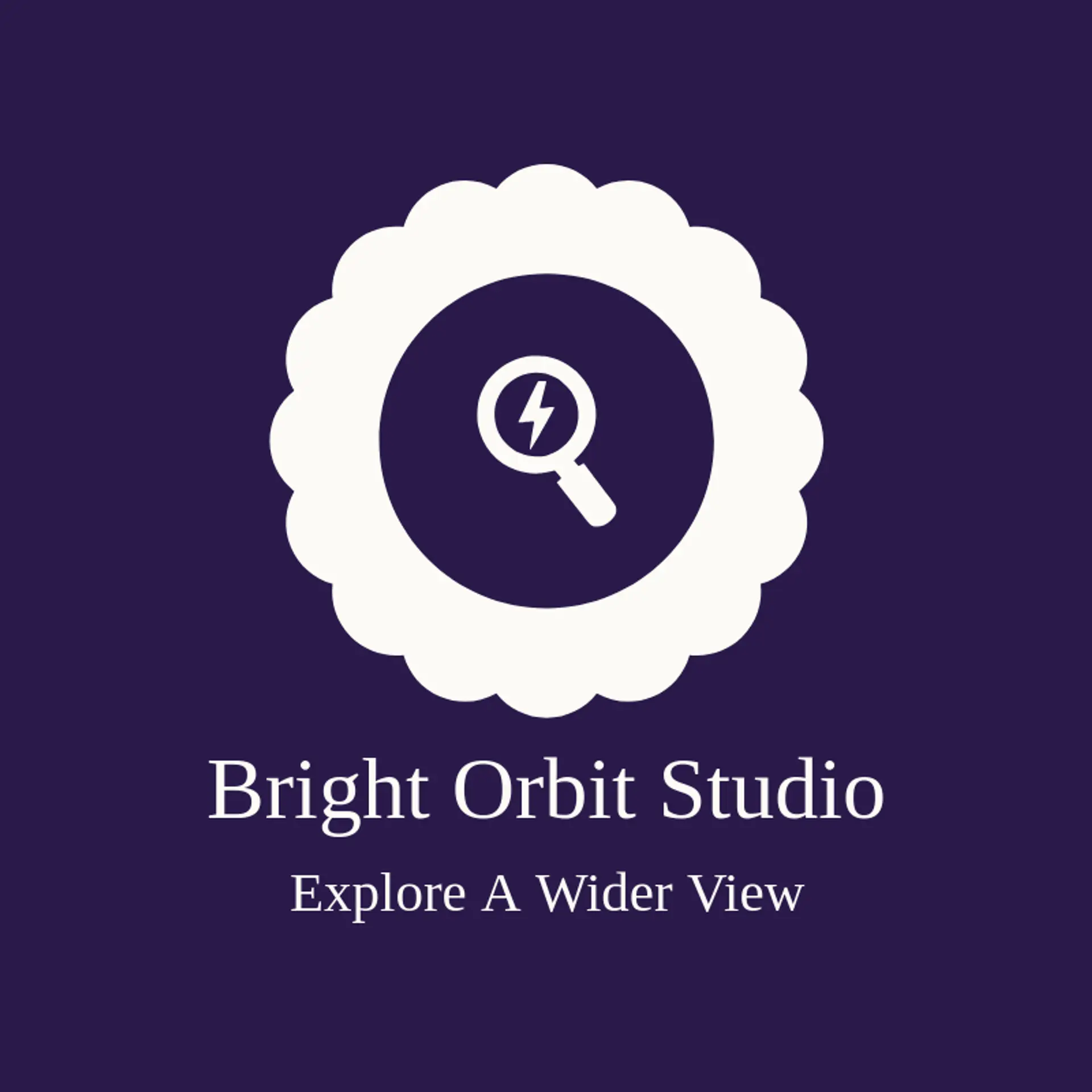 Bright Orbit Studio logo for magnifying glass