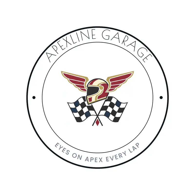 A deco winged racing helmet over a checkered flag for a classic driver badge.