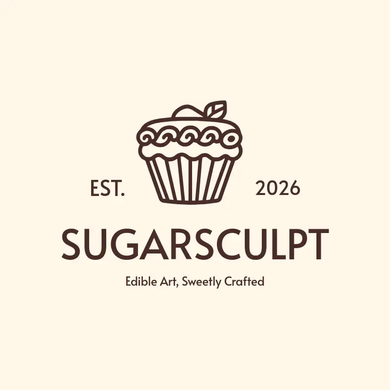 The cake business name SugarSculpt as a branded logo with a single color icon
