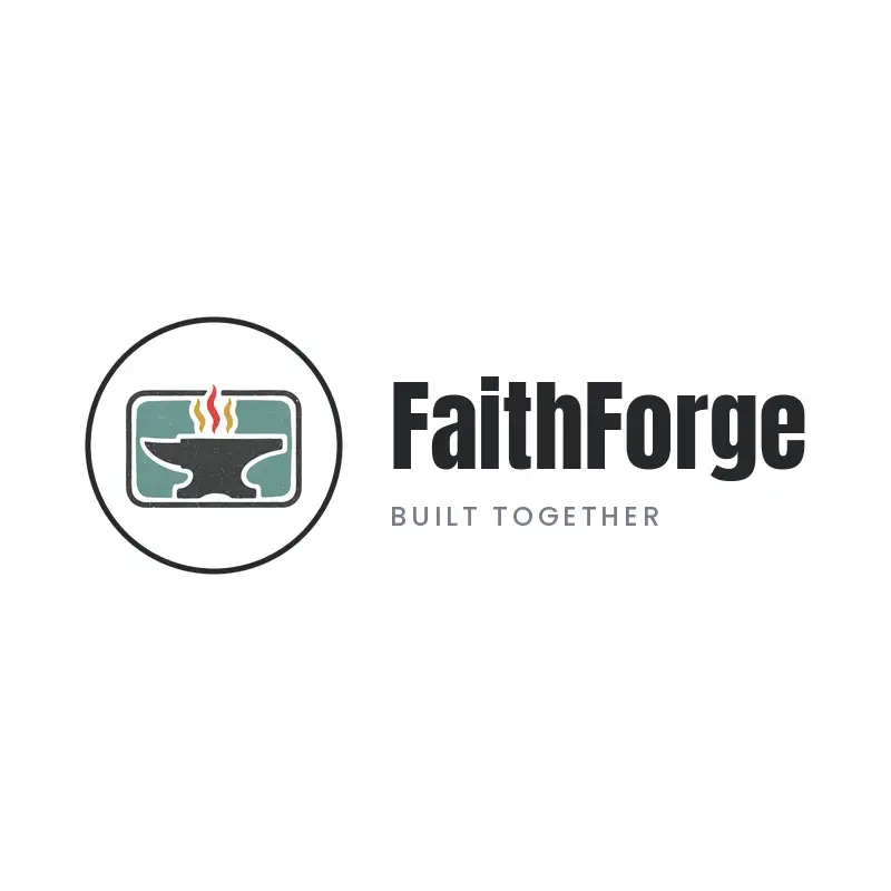 The church name FaithForge as a branded logo in a black ink style