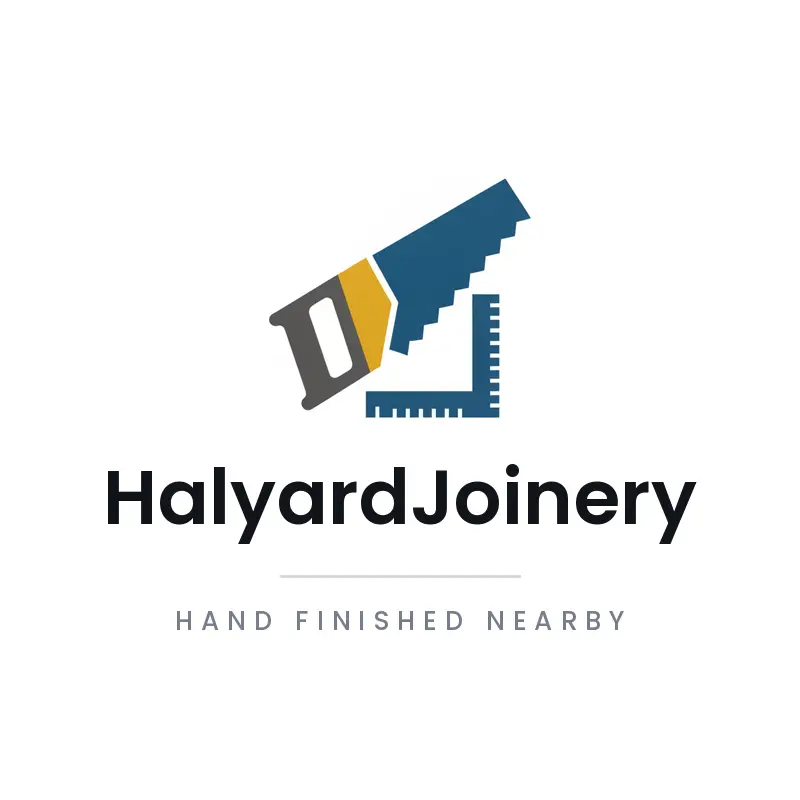 Minimal hand saw and measuring square logo for HalyardJoinery