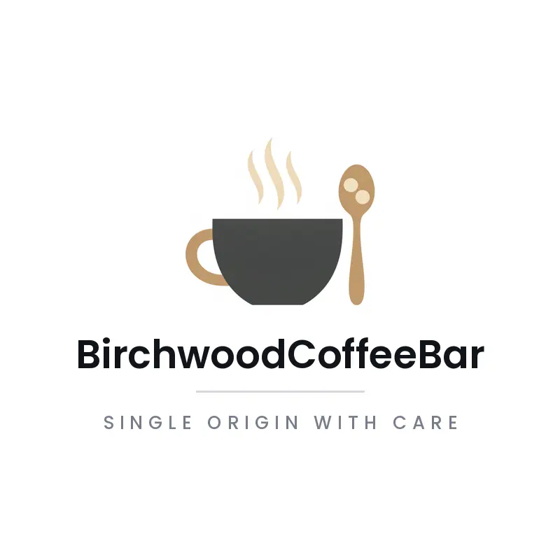 Coffee cup logo with a curl of steam for a neighborhood cafe