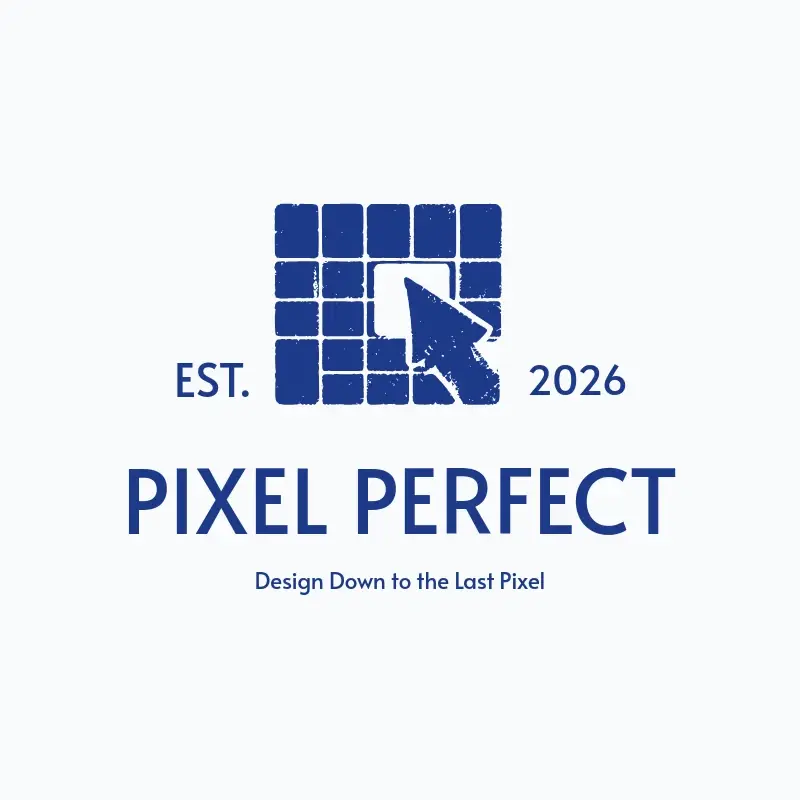 The domain name Pixel Perfect as a branded logo with a single color icon
