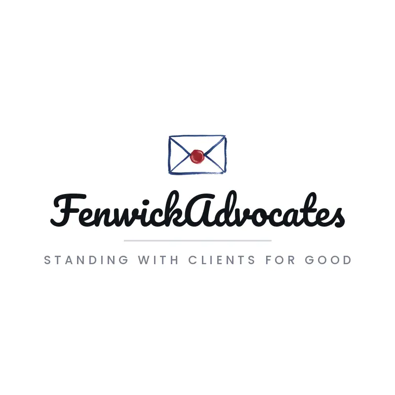 Brush paint legal logo with a sealed envelope for FenwickAdvocates