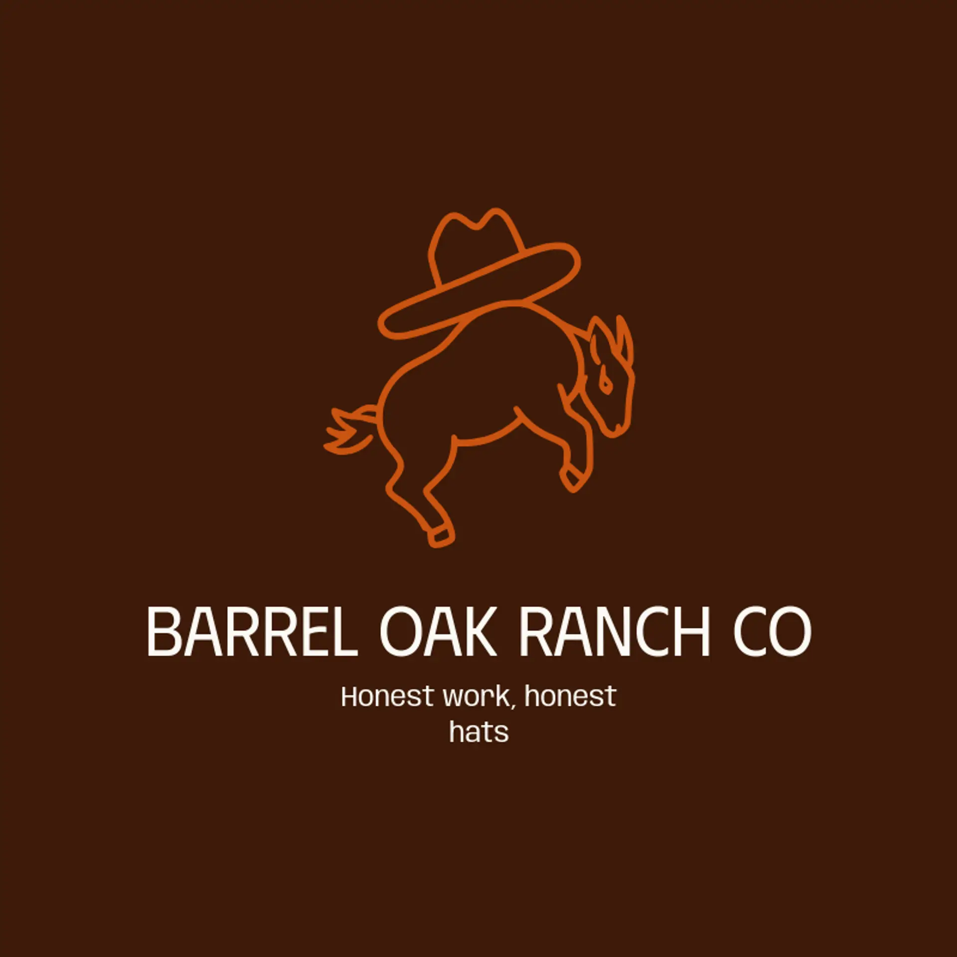 Barrel Oak Ranch Co logo for cowboy hat