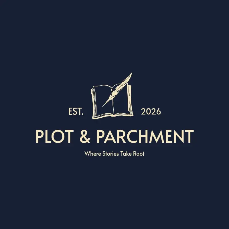 The bookstore name Plot & Parchment as a branded logo with a single color icon
