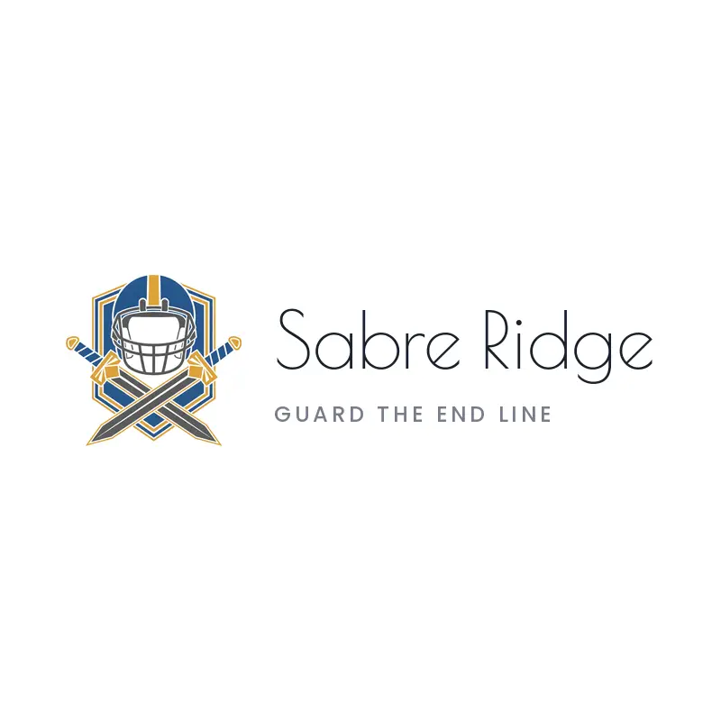 Helmet and crossed swords football team logo for Sabre Ridge