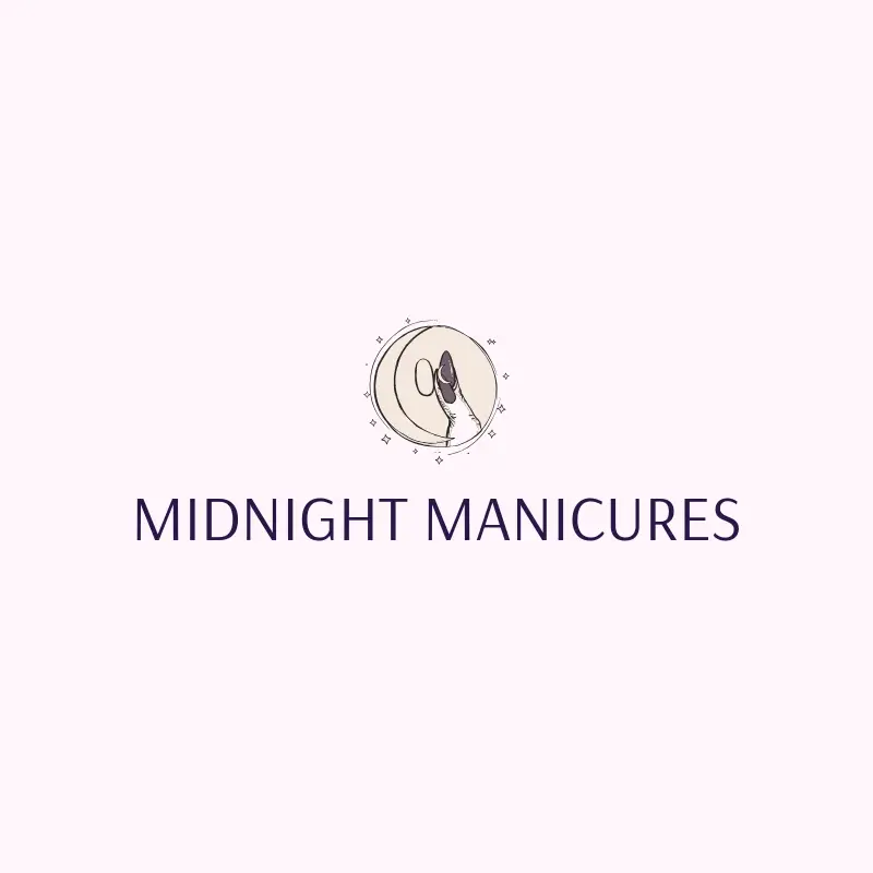The nail salon name Midnight Manicures as a branded logo with a color icon