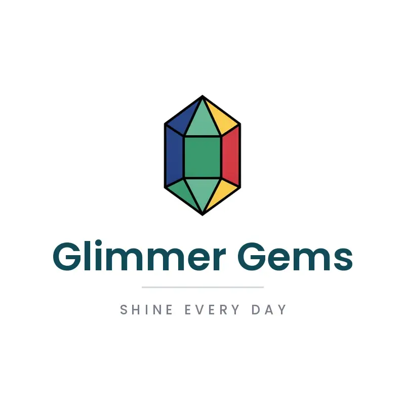 The jewelry name Glimmer Gems as a branded logo in a minimal style