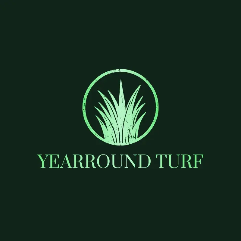 The lawn care name YearRound Turf as a branded logo with a single color icon