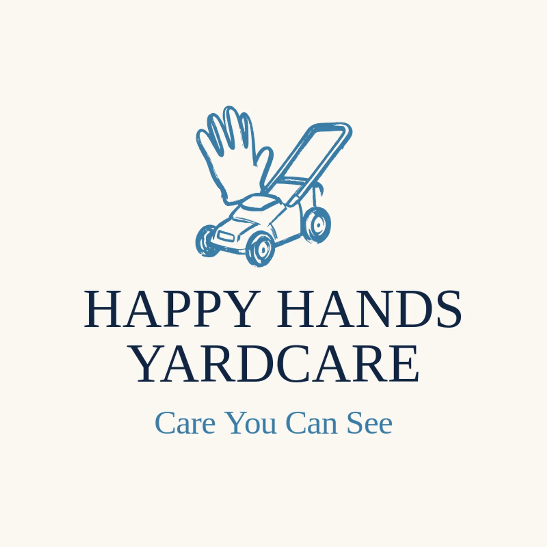Happy Hands Yardcare logo for lawn mower