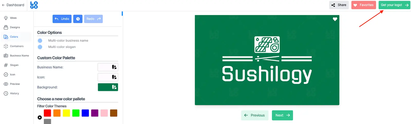 Click "Get your logo" to download your free logo