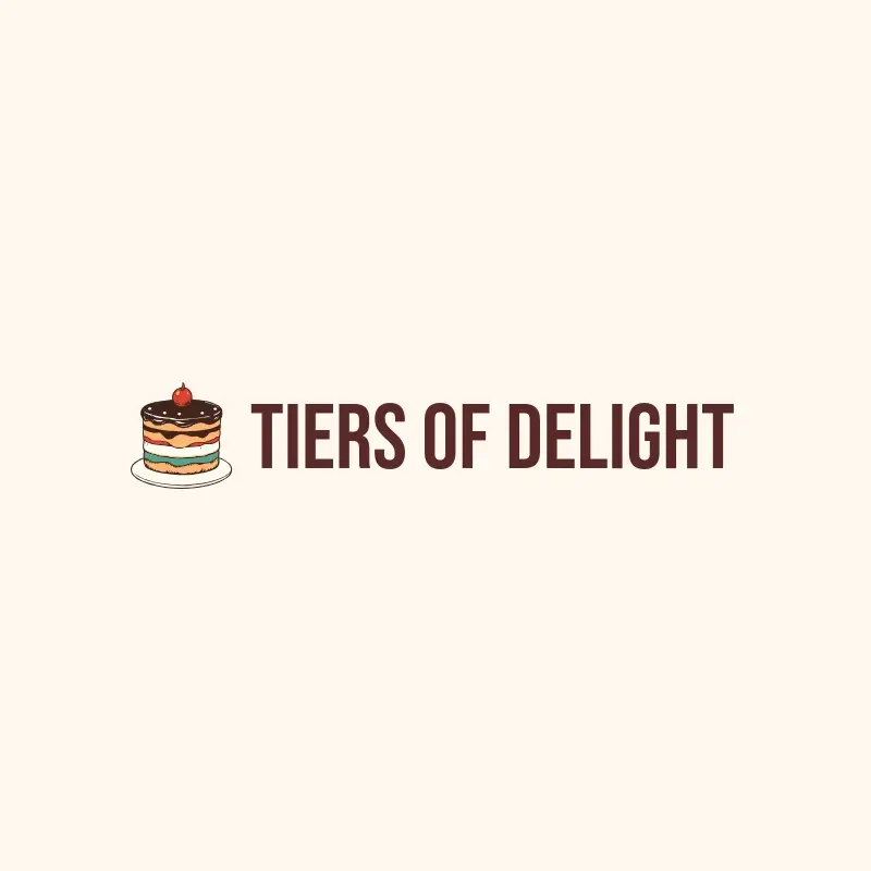 The cake business name Tiers of Delight as a branded logo with a color icon