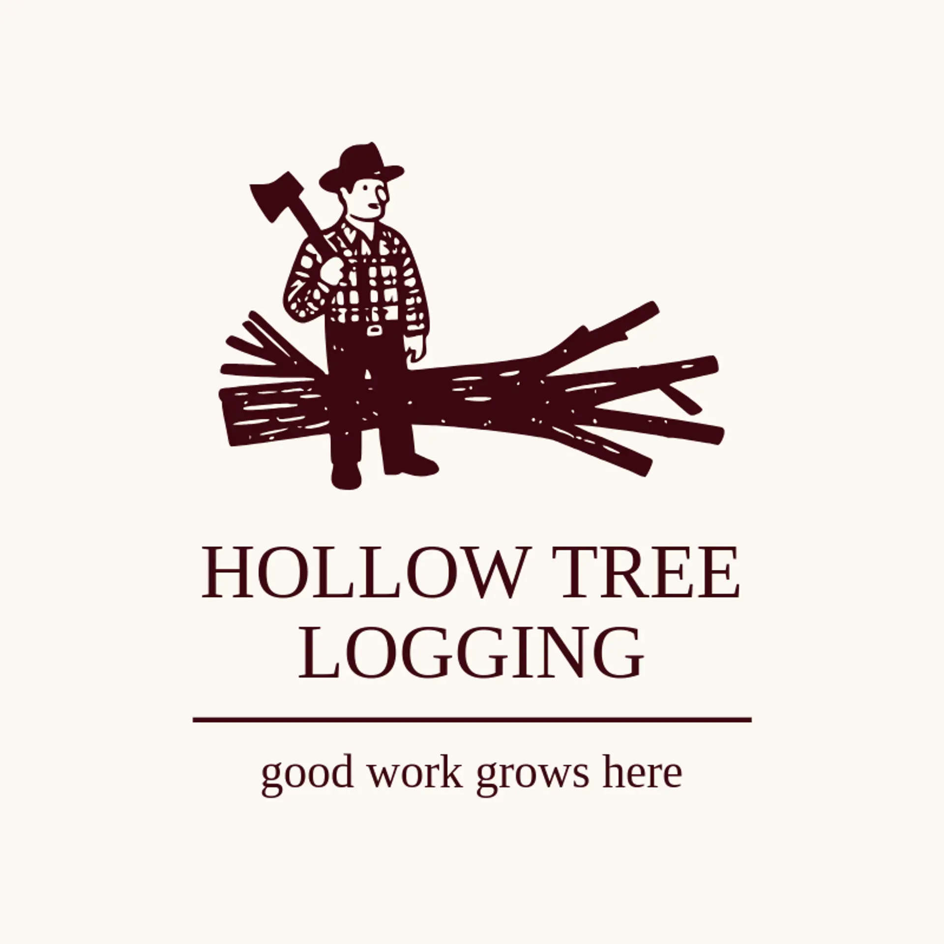 Hollow Tree Logging logo for lumberjack