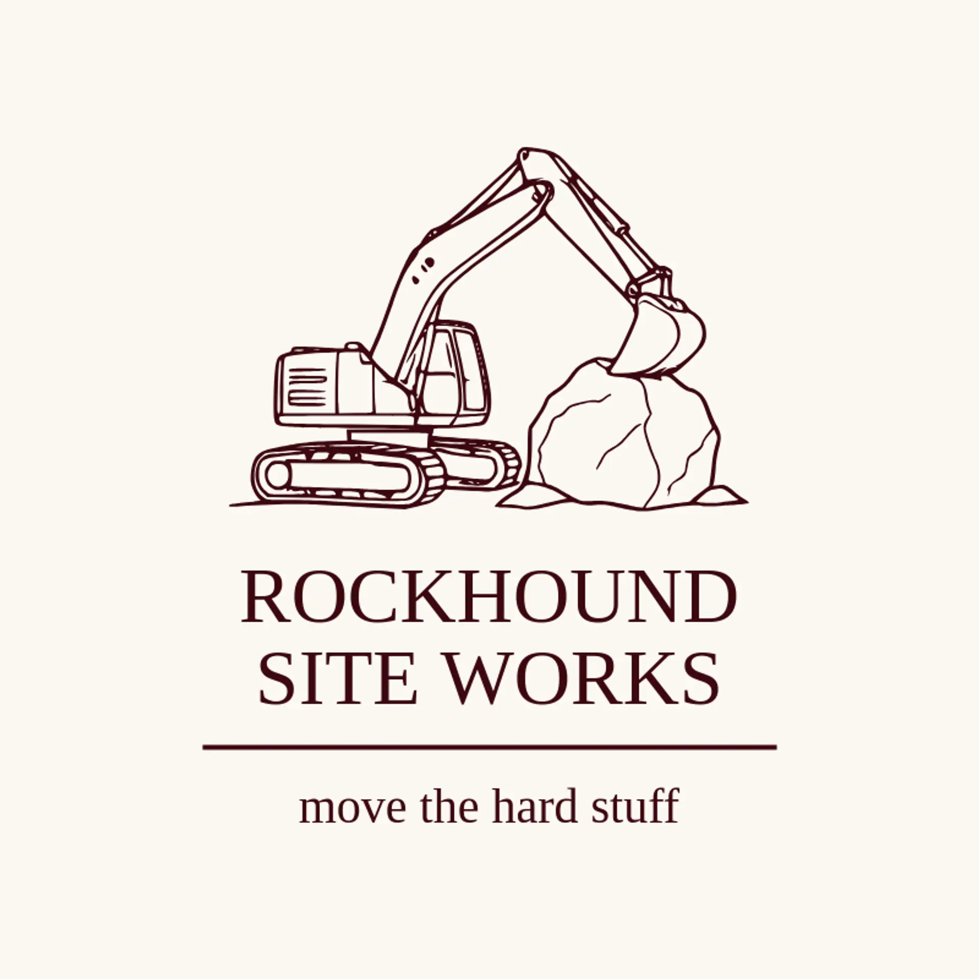 Rockhound Site Works logo for excavator