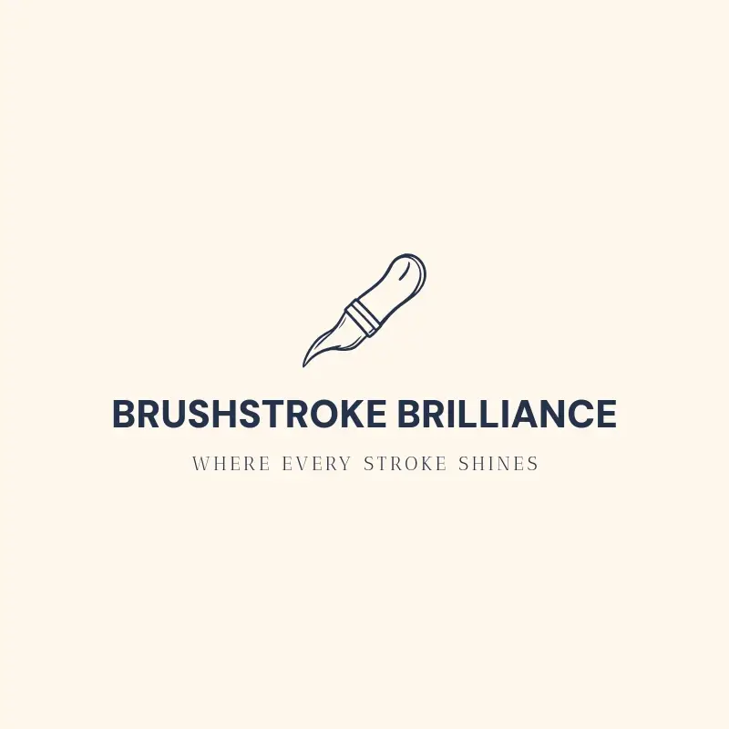 The artist name Brushstroke Brilliance as a branded logo with a single color icon