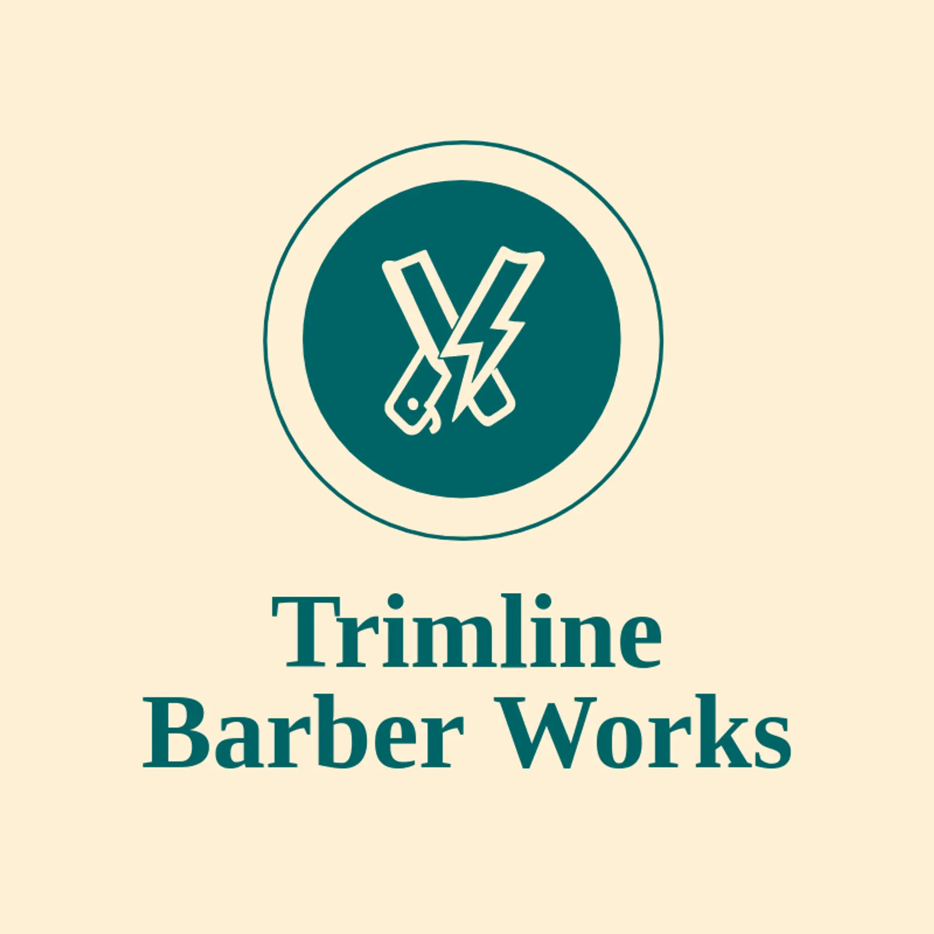 Trimline Barber Works logo for barbershop