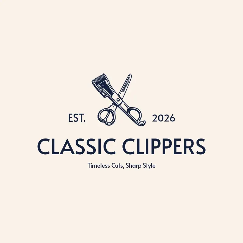 The barbershop name Classic Clippers as a branded logo with a single color icon