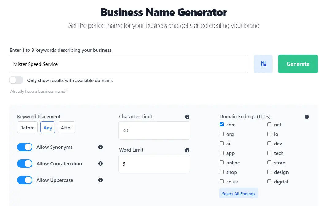 Transport Business Name Generator