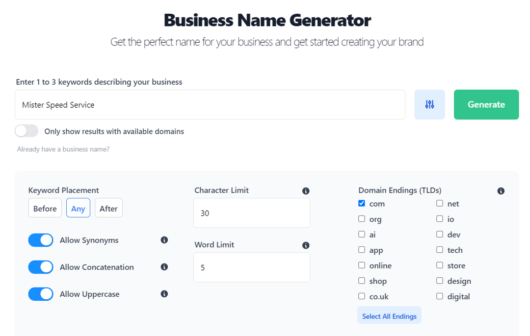 Transport Business Name Generator