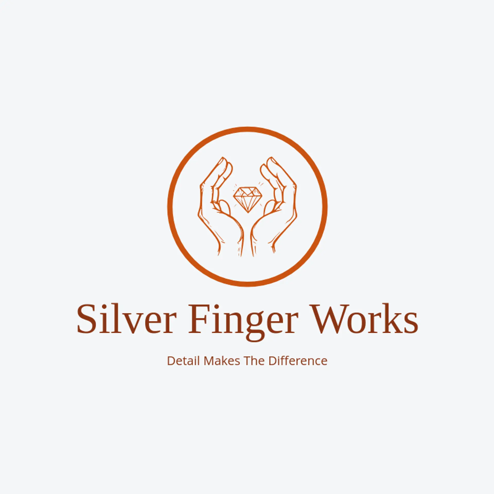 Silver Finger Works logo for hands