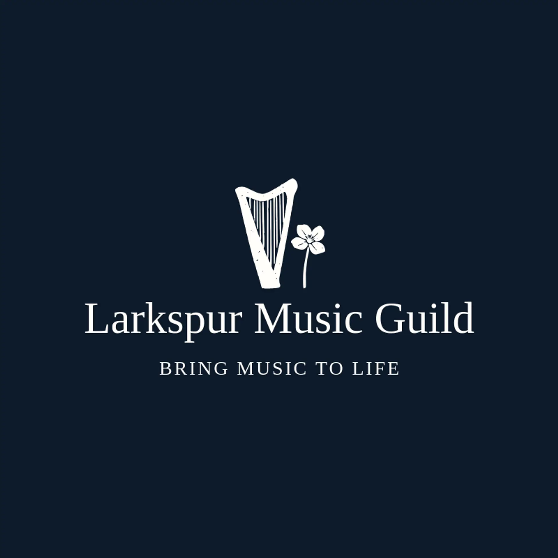Larkspur Music Guild logo for harp