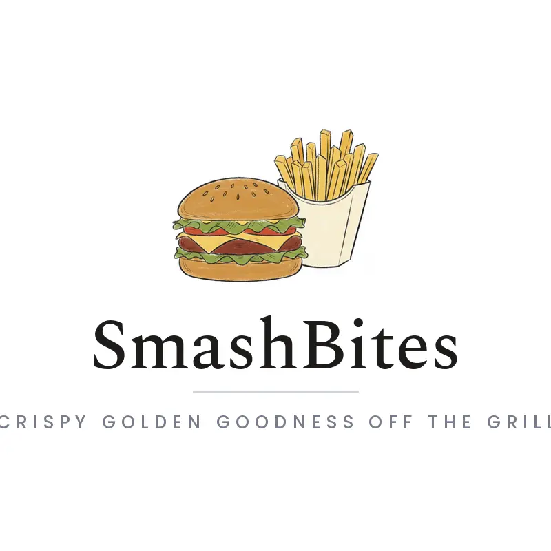 An illustrated burger and fries basket logo on a white background.
