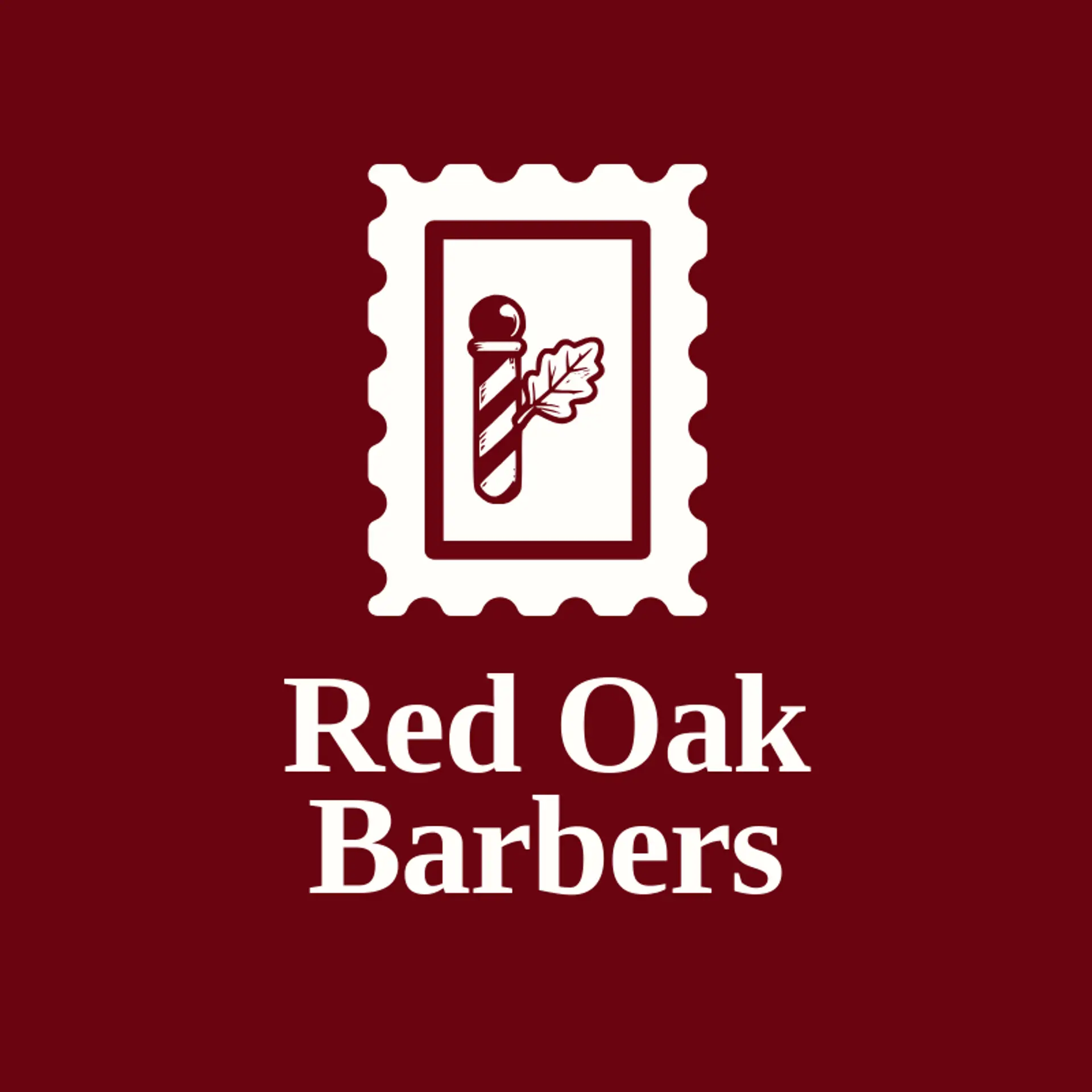 Red Oak Barbers logo for barber pole