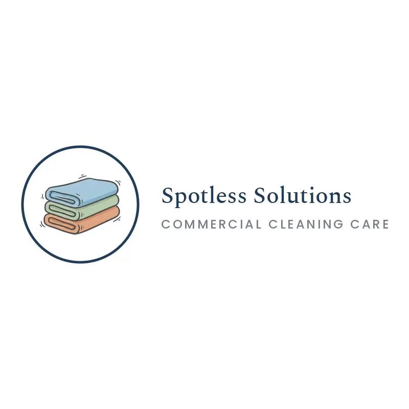 The cleaning name Spotless Solutions as a branded logo in an illustration style