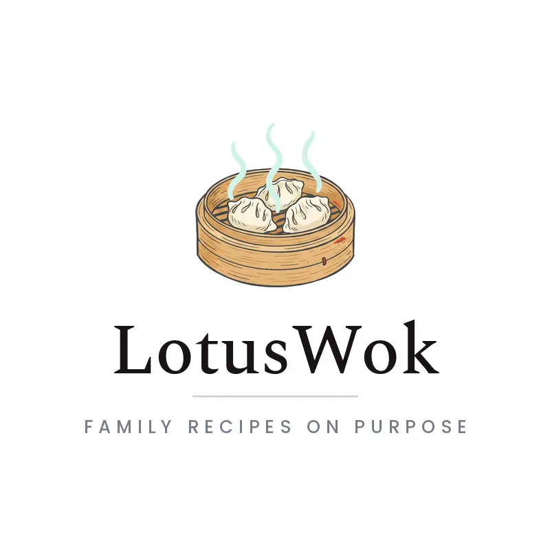An illustrated bamboo dim sum basket Asian restaurant logo on a white background.