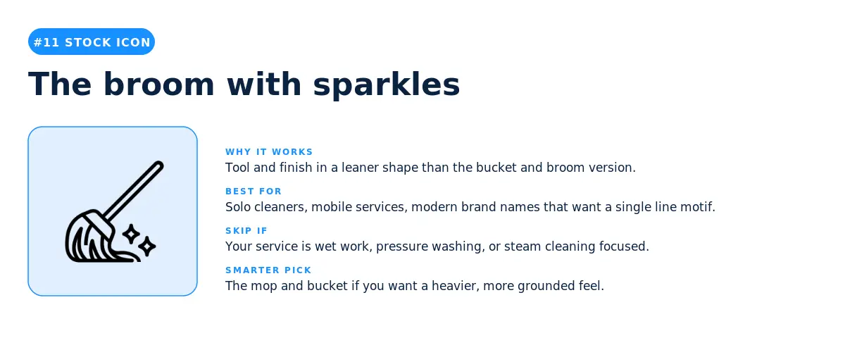 The broom with sparkles stock icon