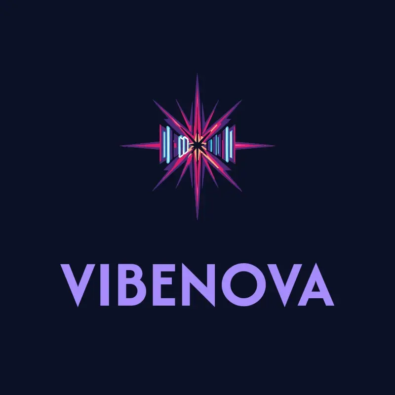 The band name VibeNova as a branded logo with a color icon