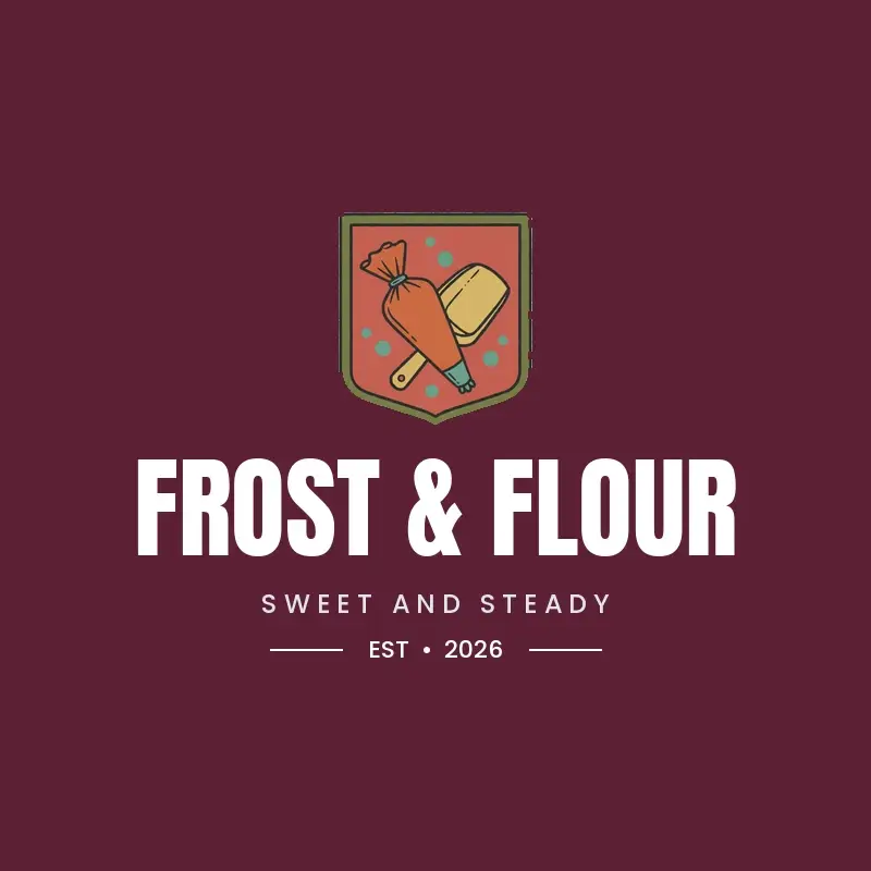 The bakery name Frost & Flour as a branded logo in a black ink style