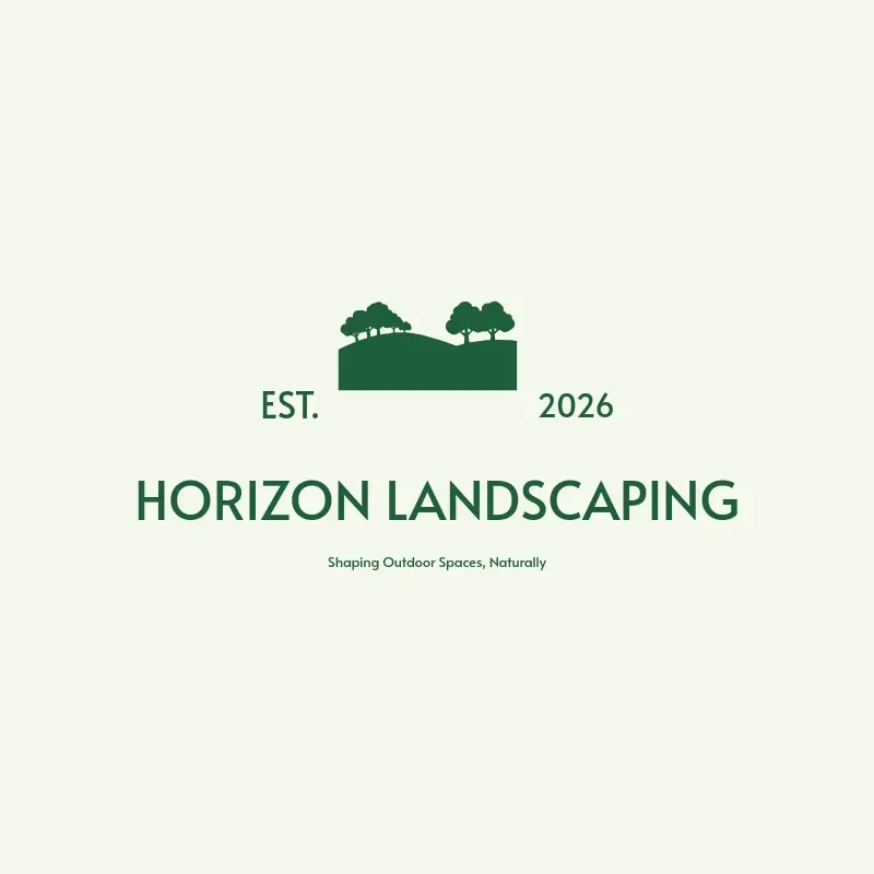 The landscaping name Horizon Landscaping as a branded logo with a single color icon