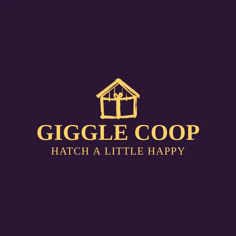 The funny business name Giggle Coop as a branded logo with a single color icon