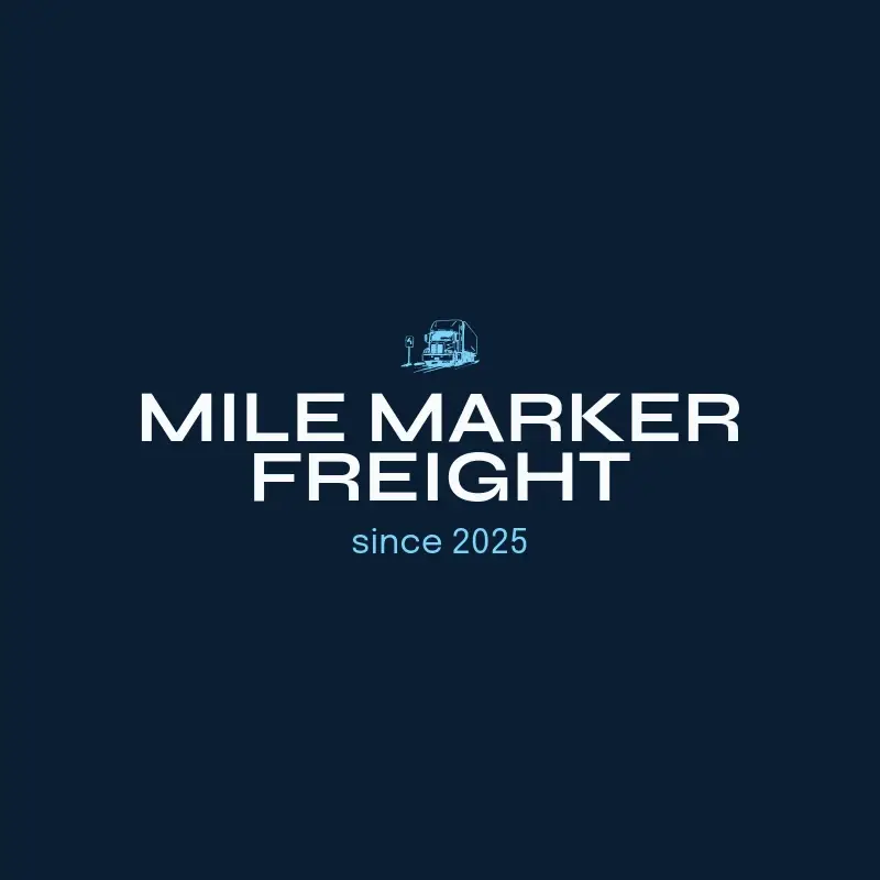 The trucking company name Mile Marker Freight as a branded logo with a single color icon