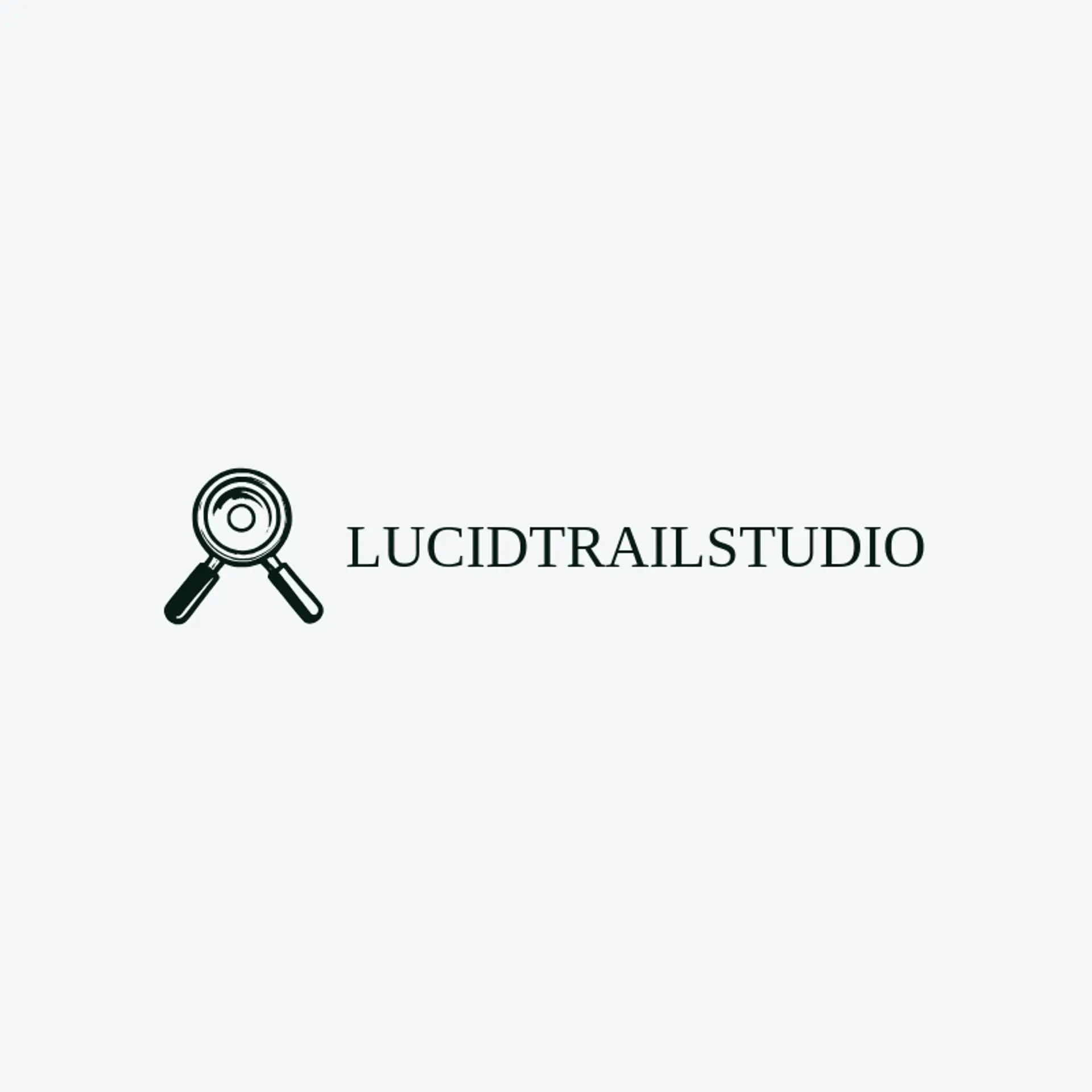 Lucid Trail Studio logo for magnifying glass