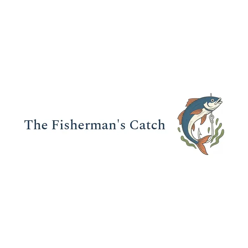 The restaurant name The Fisherman's Catch as a branded logo in an illustration style