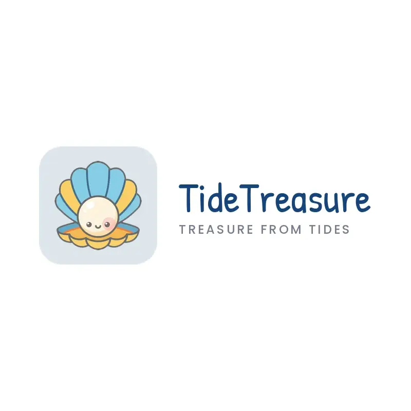 The jewelry name TideTreasure as a branded logo in a playful style