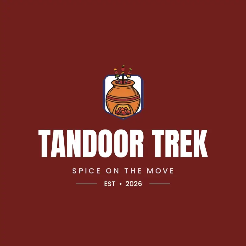 The food truck name Tandoor Trek as a branded logo in a black ink style