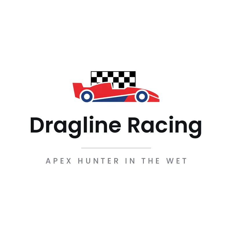 A minimal checkered flag and race car logo beside a clean motorsports wordmark.