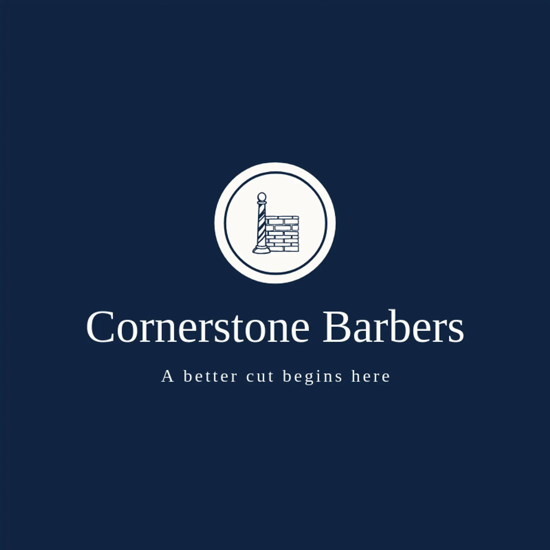 Cornerstone Barbers logo for barber pole