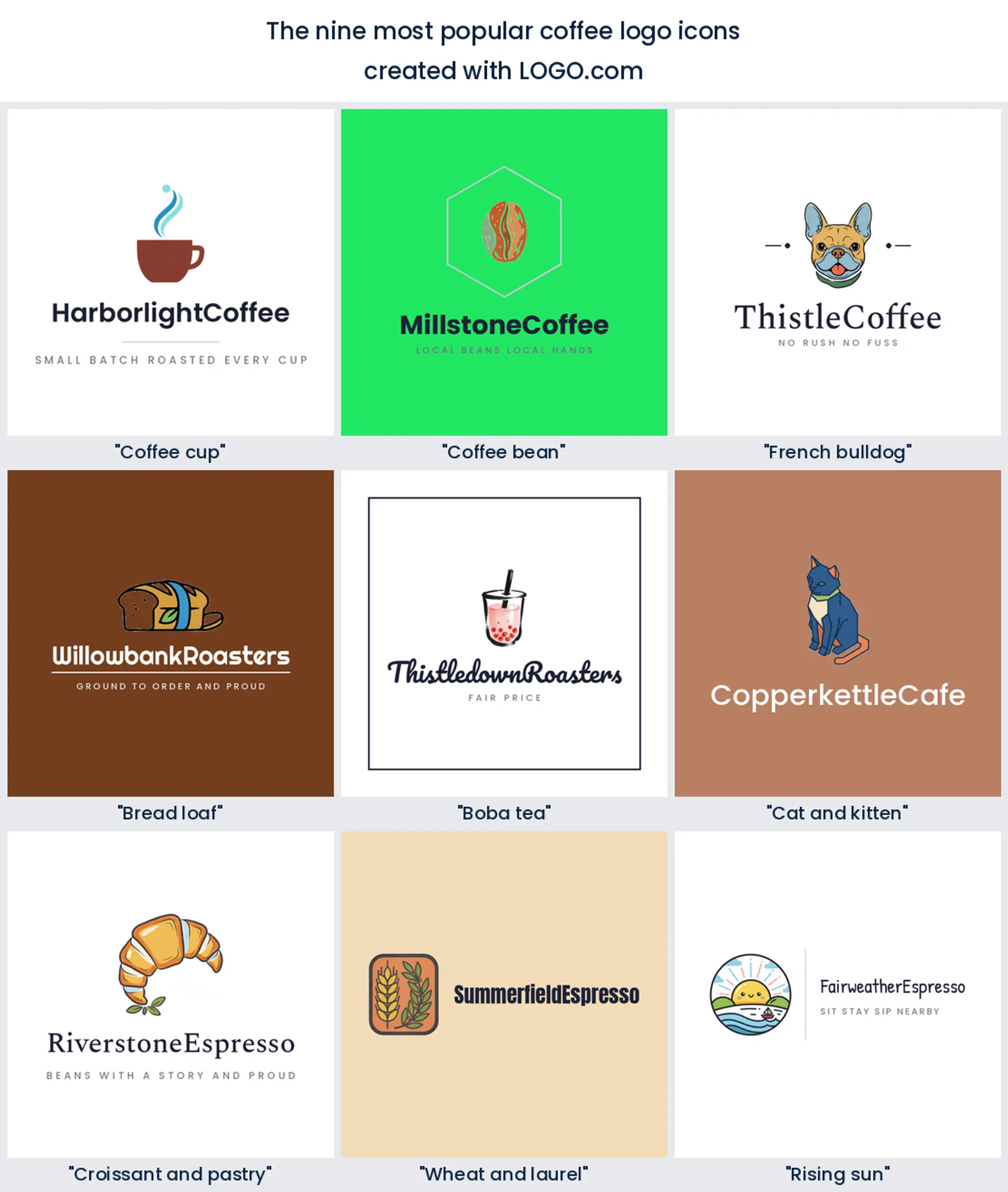 The nine most popular coffee logo icons on LOGO.com