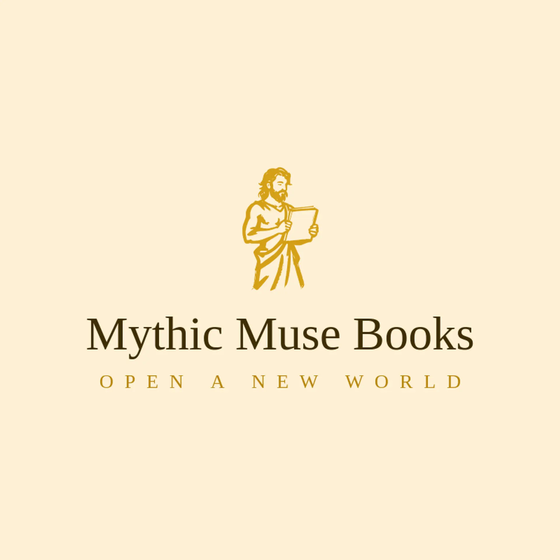 Mythic Muse Books logo for greek god