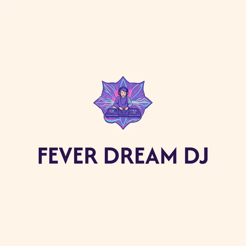 The DJ name Fever Dream DJ as a branded logo with a color icon
